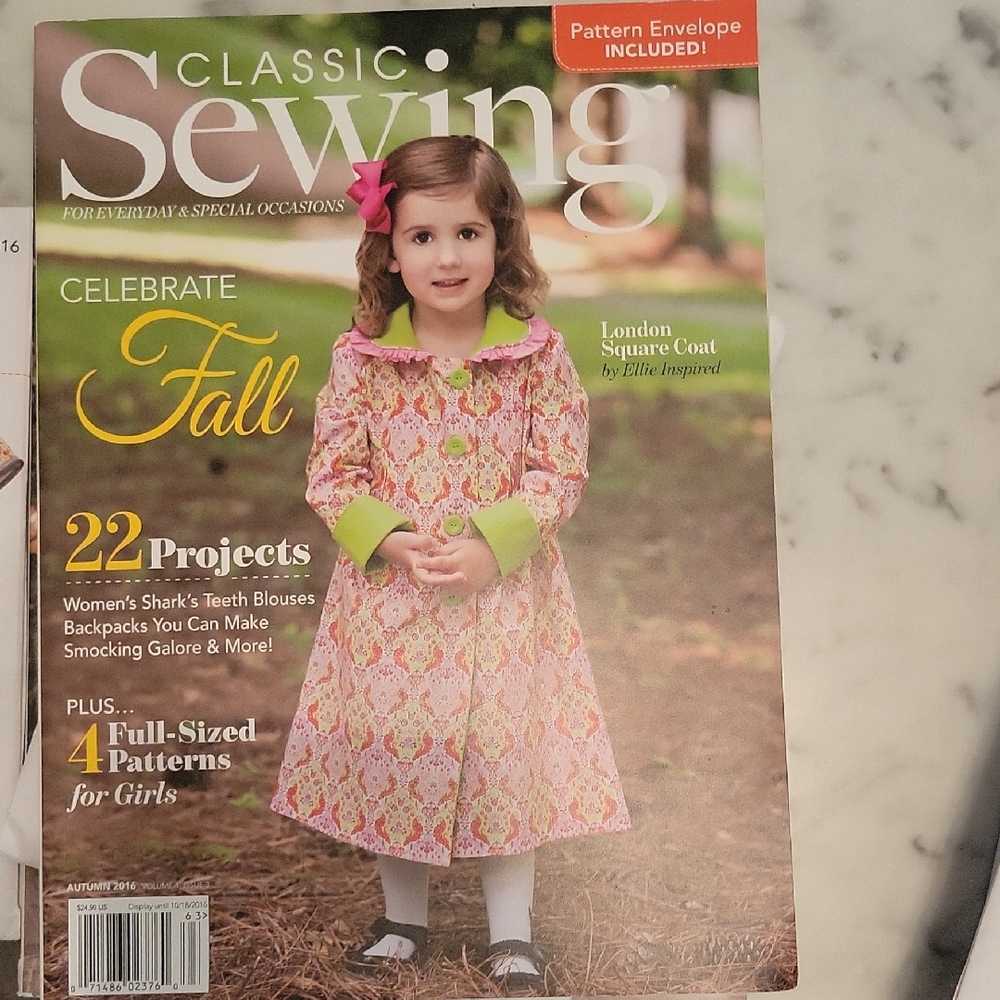 Classic Sewing Magazine Fall 2016 Uncut Pattern